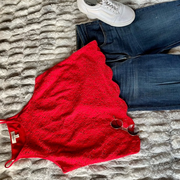 Red Summer Top size Large by Monteau Los Angeles - Picture 4 of 8